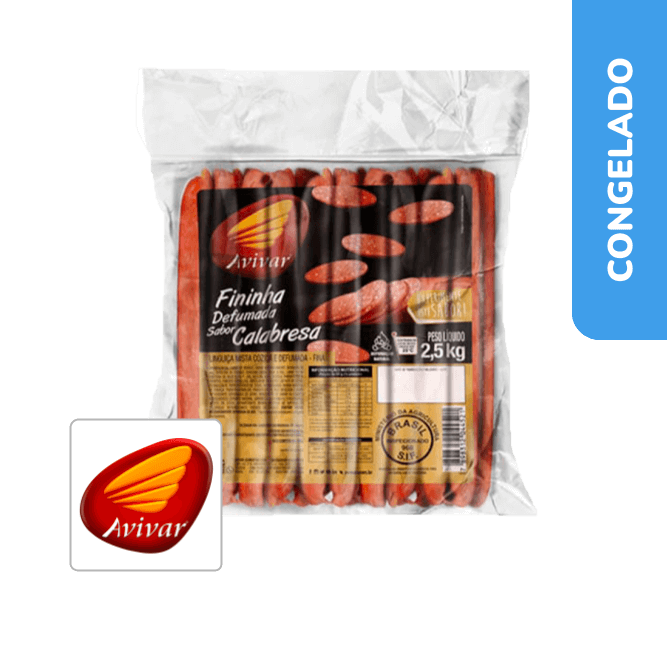 Linguiça Fininha Defumada Sabor Calabresa 2.5Kg - Avivar