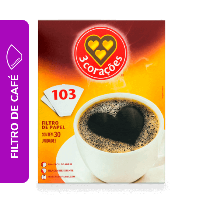 Filtro de Café 103 3 Corações 30 Unidades