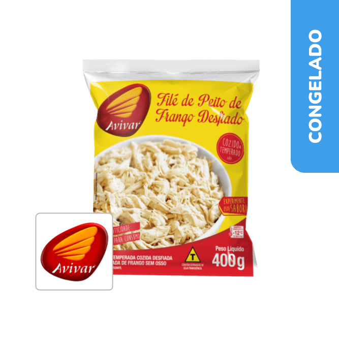 Filé de Peito de Frango Desfiado (Cozido/Temp.) 400g - Avivar