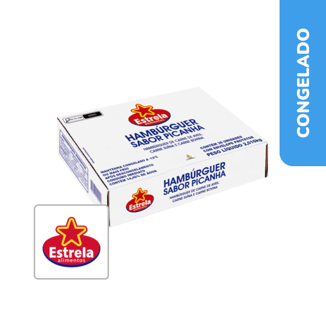 Hambúrguer sabor Picanha CX 2.016Kg - Estrela