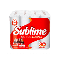 Papel higiênico folha simples Sublime 8 rolos