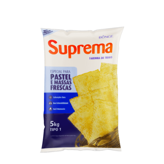 Farinha de Trigo para Pastel Embalagem de Plástico 5Kg - Suprema