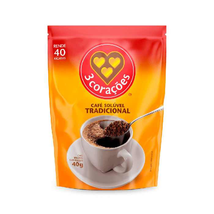 Café Solúvel Tradicional 3 Corações 40g