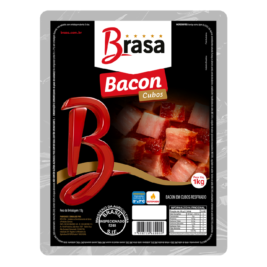 Bacon Em Cubos 1Kg Brasa