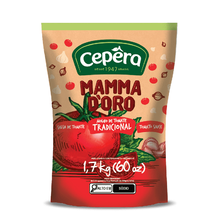 Molho de Tomate Tradicional Mamma D'oro 1,7kg