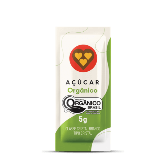 Açúcar Cristal Orgânico Sachê 400x5g - 3 Corações