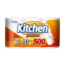 Papel toalha Kitchen Jumbo leve 540 pague 500 folhas