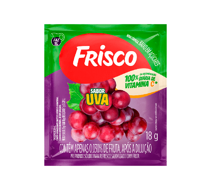 Refresco em Pó Frisco Uva Display 18x18g