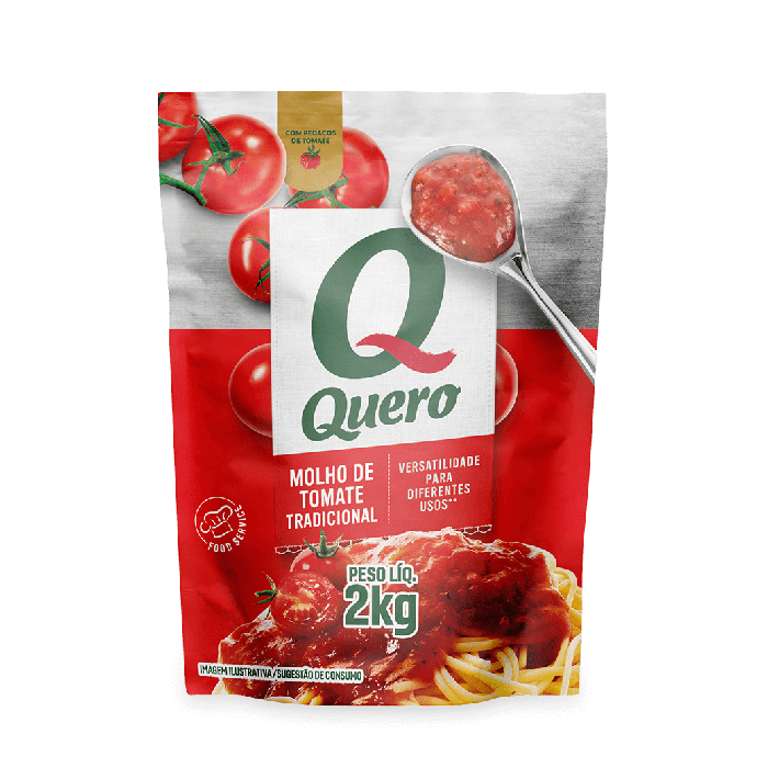 Molho de Tomate Tradicional Quero Sachê 2kg