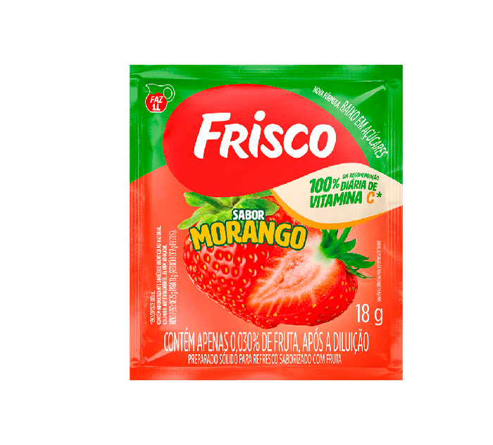 Refresco em Pó Frisco Morango Display 18x18g