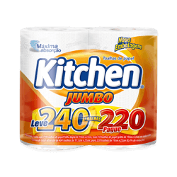 Papel toalha Kitchen Jumbo leve 240 pague 220 folhas
