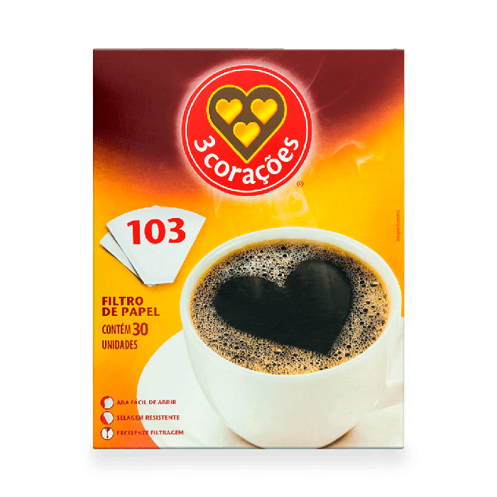 Filtro de Café 103 3 Corações 30 Unidades